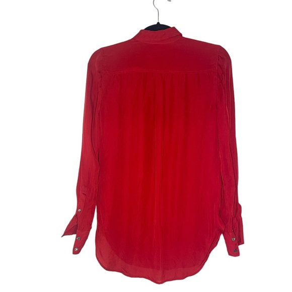 J. Crew Red Silk Blouse Size 2 - Picture 2 of 3